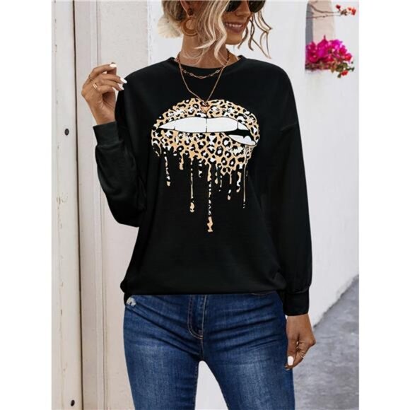 Graphic Round Neck Dropped Shoulder T-Shirt - Picture 8 of 14